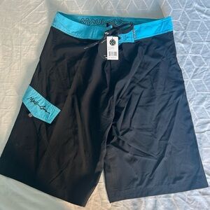 Maui and Sons Black and Teal Vintage Board Shorts
